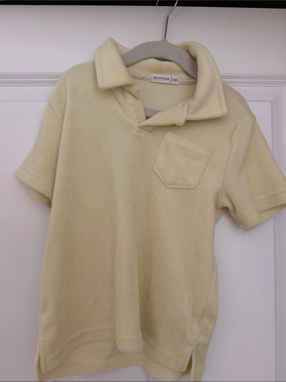 Minnow Short-Sleeve Terry Polo in Pale Yellow